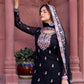 Designer Faux Georgette Thread and Sequin Work Top with Sharara and Dupatta - Jaipuri Vastra