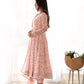 Designer Floral Chiffon Anarkali in Orange with Churidar Sleeves, Potli Buttons and Dupatta Set - Jaipuri Vastra