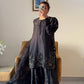 Black Ready to Wear Pure Natural Crepe Silk Suit with Embroidery and Sequence Work