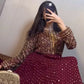 Beautiful Maroon Faux Georgette and Dupatta Ensemble for Festive Occasions - Jaipuri Vastra