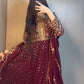 Beautiful Maroon Faux Georgette and Dupatta Ensemble for Festive Occasions - Jaipuri Vastra