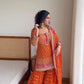 Stylish Orange Faux Georgette Kurti Sharara and Dupatta Ensemble for Festive Wear - Jaipuri Vastra