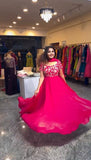 Designer Gown Set in Heavy Natural Crepe with Matching Pant and Dupatta - Jaipuri Vastra