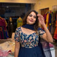 Designer Gown Set in Heavy Natural Crepe with Matching Pant and Dupatta - Jaipuri Vastra