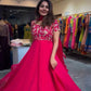 Designer Gown Set in Heavy Natural Crepe with Matching Pant and Dupatta - Jaipuri Vastra