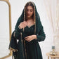 Stylish Dark Green Faux Georgette Top, Pant, and Dupatta Set with Handwork Lace Detail - Jaipuri Vastra