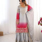Elegant Chinon Silk Top with Coding Dori Sequin and Rivet Moti Work Plazzo Suit - Jaipuri Vastra