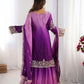 Elegant Chinon Silk Top with Coding Dori Sequin and Rivet Moti Work Plazzo Suit - Jaipuri Vastra