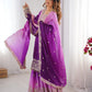 Elegant Chinon Silk Top with Coding Dori Sequin and Rivet Moti Work Plazzo Suit - Jaipuri Vastra