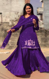 Stylish Natural Crepe Silk Kurti Lehenga Outfit with Soft Net Dupatta and Intricate Embroidery