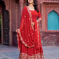Faux Georgette Gown with Full Thread and Sequin Work Front and Back, Pant and Dupatta Set - Jaipuri Vastra