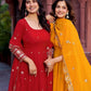 Faux Georgette Gown with Full Thread and Sequin Work Front and Back, Pant and Dupatta Set - Jaipuri Vastra