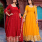 Faux Georgette Gown with Full Thread and Sequin Work Front and Back, Pant and Dupatta Set - Jaipuri Vastra