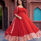 Faux Georgette Gown with Full Thread and Sequin Work Front and Back, Pant and Dupatta Set - Jaipuri Vastra