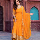 Faux Georgette Gown with Full Thread and Sequin Work Front and Back, Pant and Dupatta Set - Jaipuri Vastra