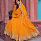 Faux Georgette Gown with Full Thread and Sequin Work Front and Back, Pant and Dupatta Set - Jaipuri Vastra