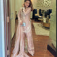 Elegant Three Piece Set in Pure Natural Crepe Silk with Embroidered Full Sleeve Top and Farshi Pant