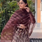 Designer Faux Georgette Top with Sequin Thread Work, Farshi Suit, and Organza Silk Dupatta with Four-Side Lace Border and Rivet Moti