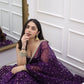 Purple Jequard Silk Top with Weaving and Lace Border, Paired with Pant and Dupatta Set