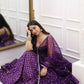 Purple Jequard Silk Top with Weaving and Lace Border, Paired with Pant and Dupatta Set