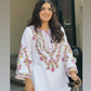 Elegant White Ensemble in Pure Natural Crepe Silk with Dupatta and Embroidery Details