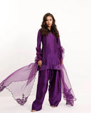 Designer Natural Crepe Top with Beaded Thread Detailing, Matched with Farshi Salwar and Butterfly Net Dupatta with Cutwork Lace