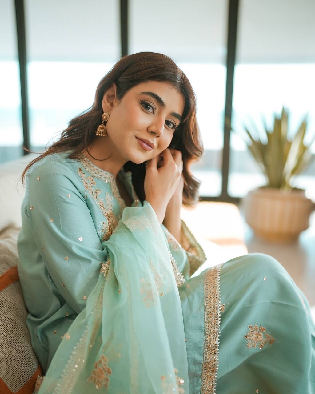 New Designer Collection in Chinnon Silk with Embroidered Top Bottom and Dupatta Set