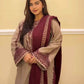 Fully Stitched Ready to Wear Faux Georgette Ensemble with Embroidery Beads and Full Sleeves