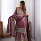 Elegant Chinon Silk Top with Coding Dori Sequin and Rivet Moti Work Plazzo Suit - Jaipuri Vastra