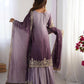 Elegant Chinon Silk Top with Coding Dori Sequin and Rivet Moti Work Plazzo Suit - Jaipuri Vastra