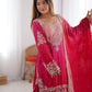 Elegant Chinon Silk Top with Coding Dori Sequin and Rivet Moti Work Plazzo Suit - Jaipuri Vastra