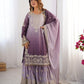 Elegant Chinon Silk Top with Coding Dori Sequin and Rivet Moti Work Plazzo Suit - Jaipuri Vastra