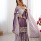 Elegant Chinon Silk Top with Coding Dori Sequin and Rivet Moti Work Plazzo Suit - Jaipuri Vastra