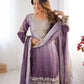 Elegant Chinon Silk Top with Coding Dori Sequin and Rivet Moti Work Plazzo Suit - Jaipuri Vastra