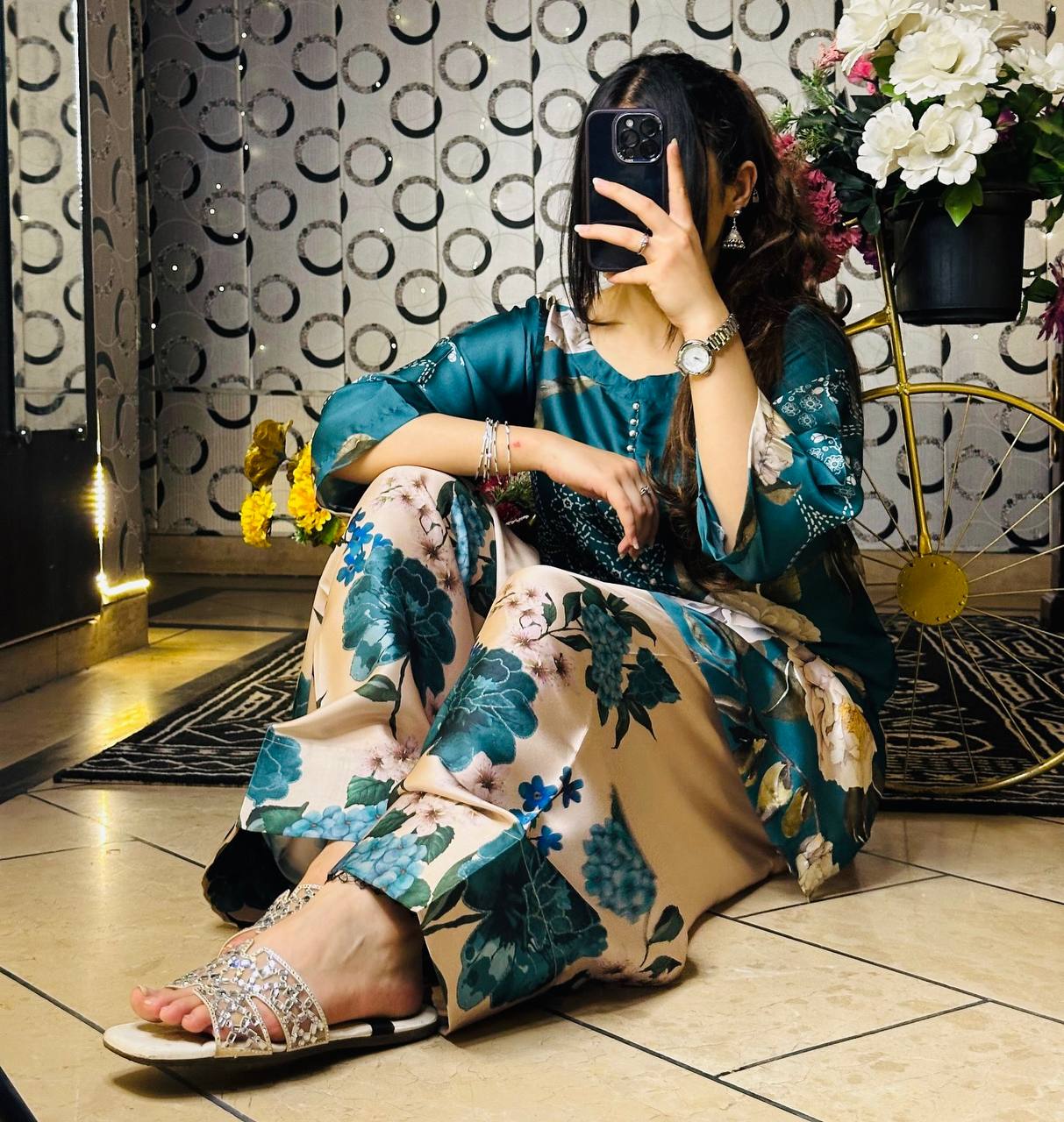 Modern Flair Meets Tradition in Natural Crepe Silk Digital Print Top Bottom and Dupatta