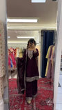 Wine Color Chinon Silk Thread & Sequin Embroidered Top with Plazo and Dupatta Set