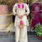 Elegant Cord Set with Embroidery Coding Sequence and Beadwork on Roman Shimmer Silk