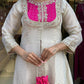 Elegant Cord Set with Embroidery Coding Sequence and Beadwork on Roman Shimmer Silk