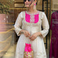 Elegant Cord Set with Embroidery Coding Sequence and Beadwork on Roman Shimmer Silk