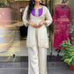 Elegant Cord Set with Embroidery Coding Sequence and Beadwork on Roman Shimmer Silk