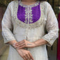 Elegant Cord Set with Embroidery Coding Sequence and Beadwork on Roman Shimmer Silk