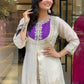 Elegant Cord Set with Embroidery Coding Sequence and Beadwork on Roman Shimmer Silk