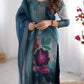 Chanderi Silk Digital Print and Jacquard Work Top with Pant and Dupatta Set - Jaipuri Vastra