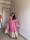 Chinon Gown Set with Thread & Sequin Work, Lace Border & Dori Latkan