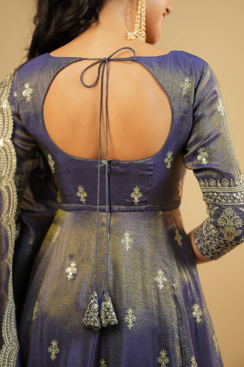 Premium Embroidered Anarkali Suit Set with Semi-Stitched Cosmo Lehenga and Dupatta - Jaipuri Vastra