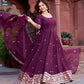 Faux Georgette Gown with Full Thread and Sequin Work Front and Back, Pant and Dupatta Set - Jaipuri Vastra