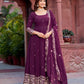 Faux Georgette Gown with Full Thread and Sequin Work Front and Back, Pant and Dupatta Set - Jaipuri Vastra