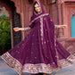 Faux Georgette Gown with Full Thread and Sequin Work Front and Back, Pant and Dupatta Set - Jaipuri Vastra