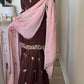 Luxurious Party Outfit with Heavy Embroidered Faux Georgette Top Plazzo and Matching Dupatta