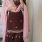 Luxurious Party Outfit with Heavy Embroidered Faux Georgette Top Plazzo and Matching Dupatta